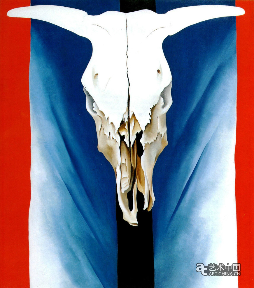 奧姬芙 作品 cow's skull red white and blue